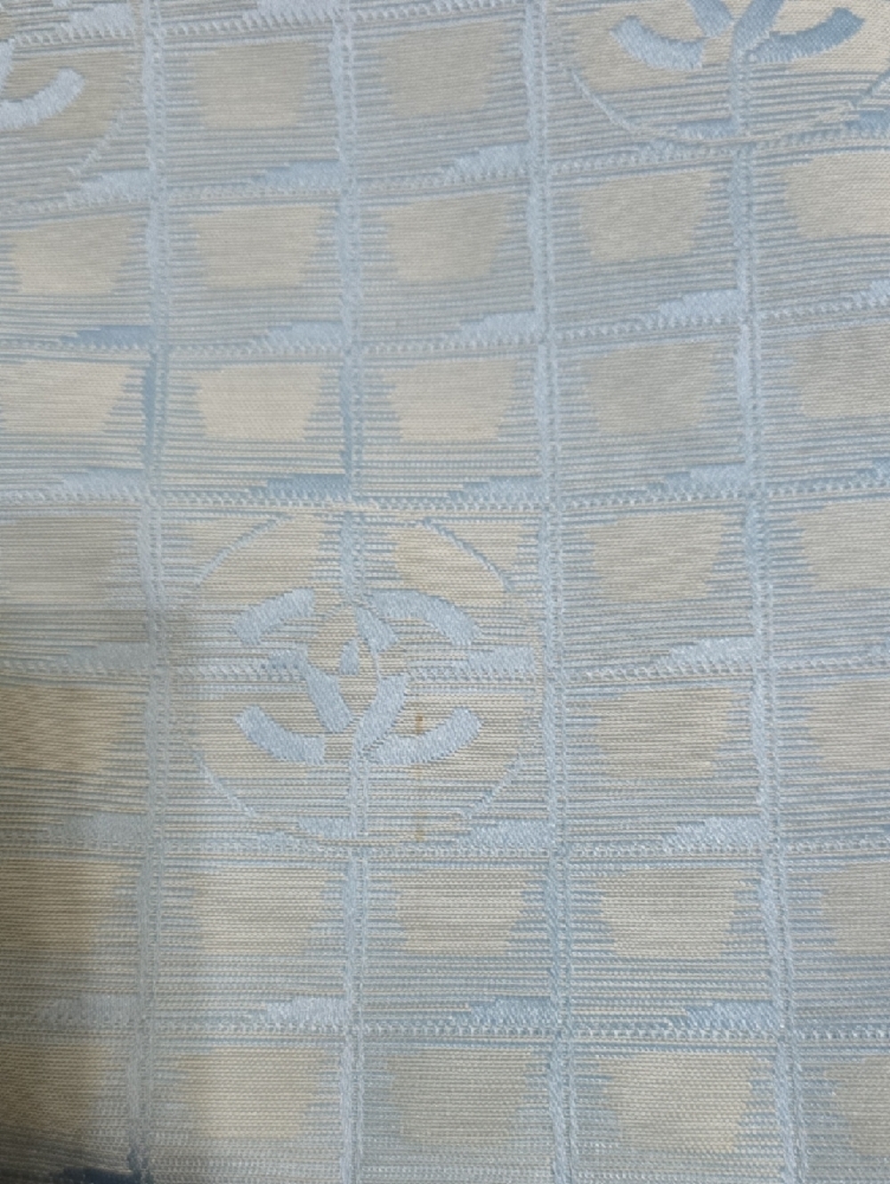 CHANEL Light Blue Jacquard Tote with Red Trim - Picture 8 of 9